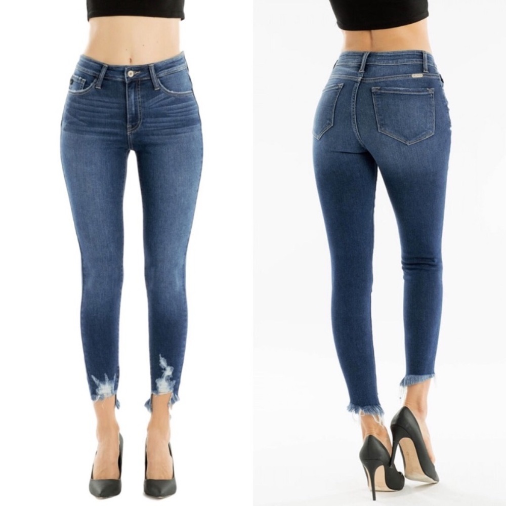 Kancan Jean Gemma High Rise R&B Frayed Ankle Jeans 9/28